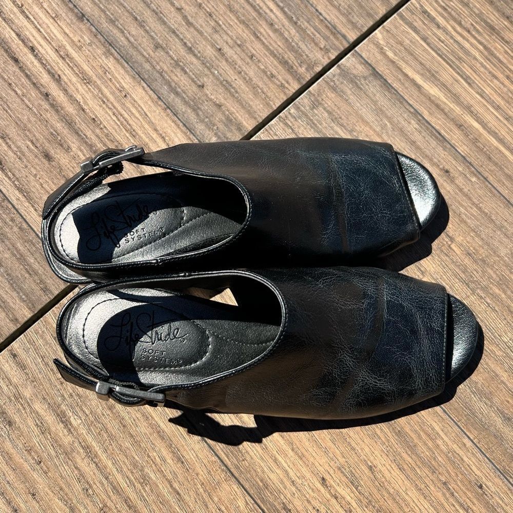 Life Stride Open-Toe Booties | Size: 6 | Color: Black - Picture 3 of 6